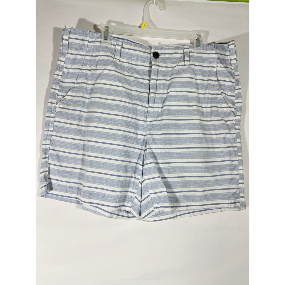 Urban Pipeline Striped Flat Front Cotton Shorts Men 38‎ Blue/White Resort Beach